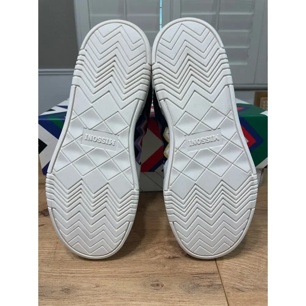 Missoni Basket High Luxury Sneaker White Blue Leather 5 M 6.5 W 37 EU NIB Unisex